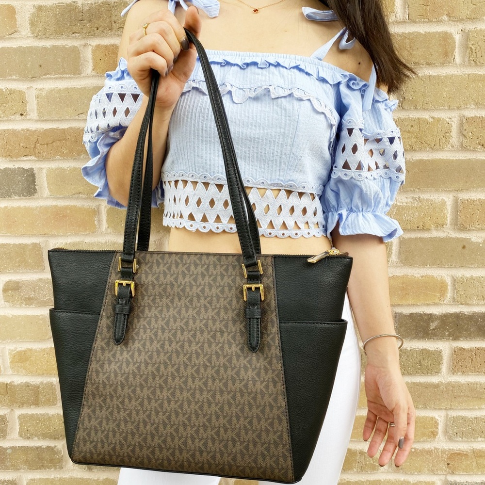 Michael Kors Zip City Tote MK Signature Colorblock - Picture 3 of 4
